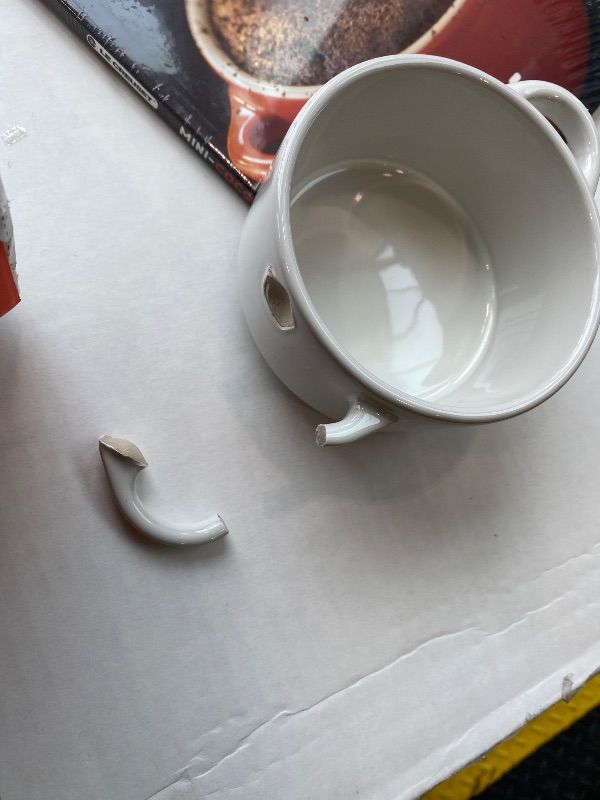 Photo 1 of ***MINOR DAMAGE*** Le Creuset Stoneware Set of 4 Mini Cocottes with Cookbook, 8 oz. each, White