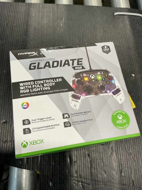 Photo 1 of *UNTESTED*
HyperX Clutch Gladiate RGB – Wired Controller, Officially Licensed by Xbox, Programmable RGB Lighting, Dual Trigger Locks, Programmable Buttons, Dual Rumble Motors, Clear