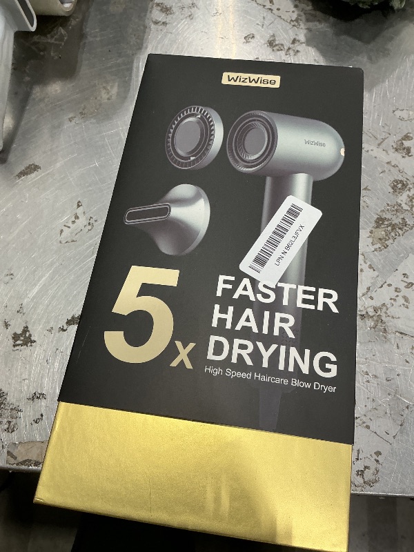 Photo 1 of **UNTESTED**
Wizwise Hair Dryer, Ionic Blow Dryer with Smoothing Nozzle, 1500W Hair Blow Dryer with 110,000RPM Fast Dry, 4 Temps&2 Speeds, 2 Accessories for Curls, Dark Gray