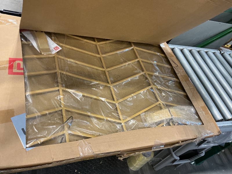 Photo 1 of ***MAJOR DAMAGE*** Fire Beauty Single Panel Handcrafted Wrought Iron Mesh Chevron Fireplace Screen, Fire Spark Guard for Living Room, Bedroom Decor(Golden)