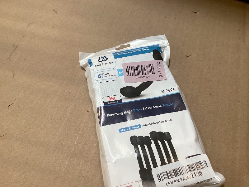 Photo 1 of 3M Adhesive Child Safety Strap Locks by Baby Proof Me, Baby Latches for Cabinets, Dishwashers, Fridges, Ovens and Trash Cans, Stain Free Toilet Lock (6 Safety Latches)