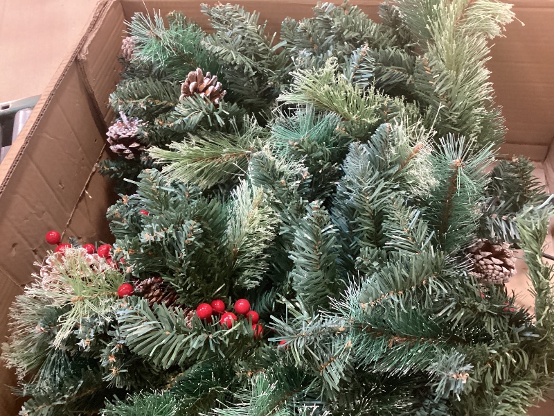 Photo 1 of Outdoor Christmas Tree 2 Pack 33" Christmas Urn Filler with 50 Warm&Colorful Lights, Artificial Xmas Tree 8 Modes Timer,Mixed Tips Pinecones Red Berries Battery Operated for Pathway Yard Porch Planter