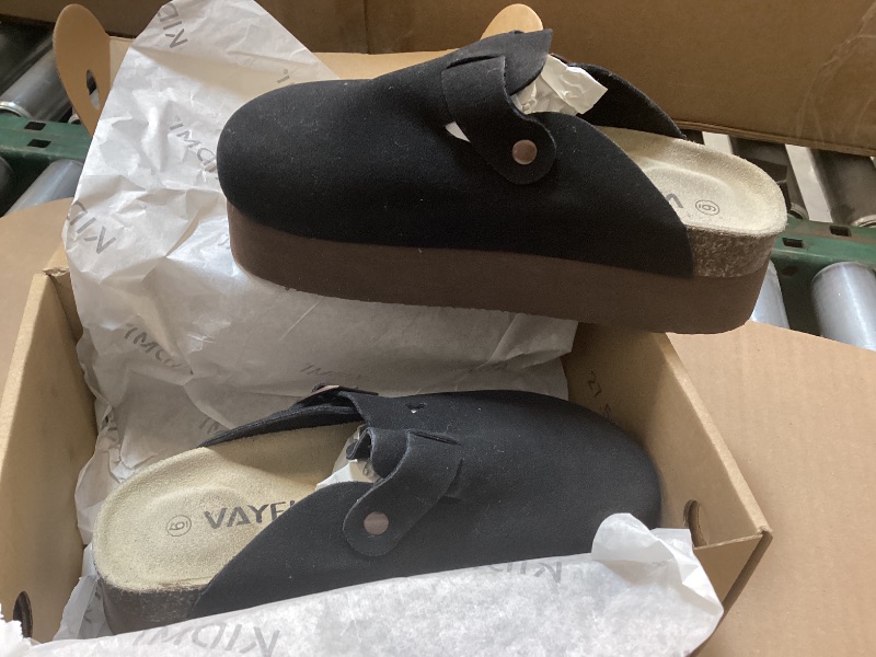 Photo 1 of KIDMI Women's Platform Clogs Leather Mules Cork Footbed Potato Shoes, Size 6-6.5