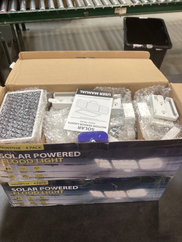 Photo 1 of Tuffenough Solar Outdoor Lights 2500LM 210 LED Security Lights with Remote Control,3 Heads Motion Sensor Lights, IP65 Waterproof,270° Wide Angle Flood Wall Lights with 3 Modes(4 Pack)