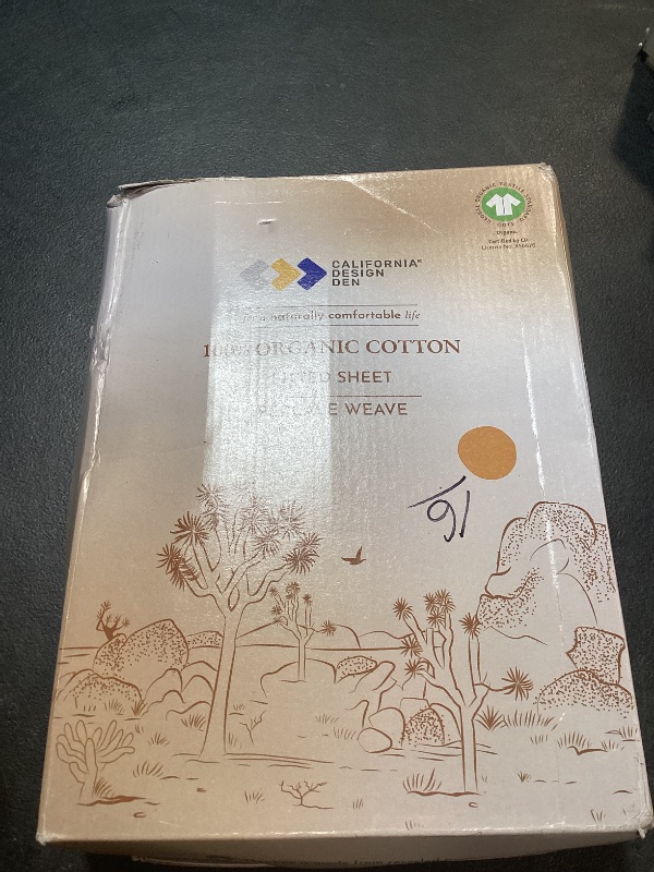 Photo 1 of California Design Den California King Fitted Sheet Only, 100% Organic Cotton Percale, Deep Pocket, Lightweight, Snug-Fit, All Around Elastic, 1 Pc Cal King Fitted Sheet - True Ivory