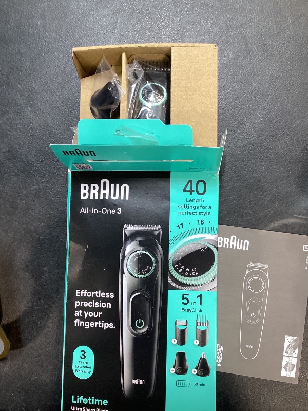 Photo 1 of Braun All-In-One Style Kit Series 3 3450, 5-in-1 Trimmer for Men with Beard Trimmer, Ear & Nose Trimmer, Hair Clippers & More, Ultra-Sharp Blade, 40 Length Settings and Washable
