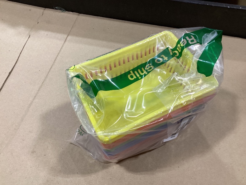 Photo 1 of 10 Pack Mini Storage Baskets Bins, Plastic Organizer Basket, Colorful Shelf and Desk Make-up Storage Crate Organizing Containers, Ideal for Home Classroom Office Organization. 6.1"L x 4.5"W x 2.4"H