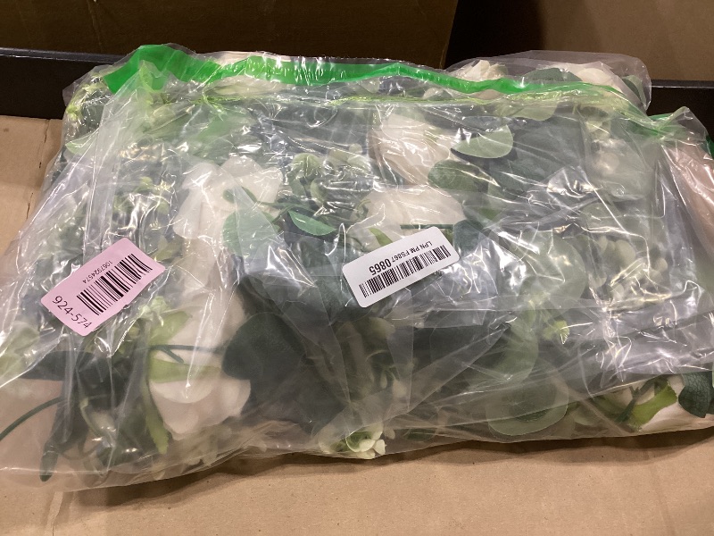 Photo 1 of 4 Packs 24FT Artificial Eucalyptus Flower Garland with White Camellias, Faux Greenery Garland Wedding Decor Fake Flower Rose Hanging Vine for Home Yard Table Party Decor