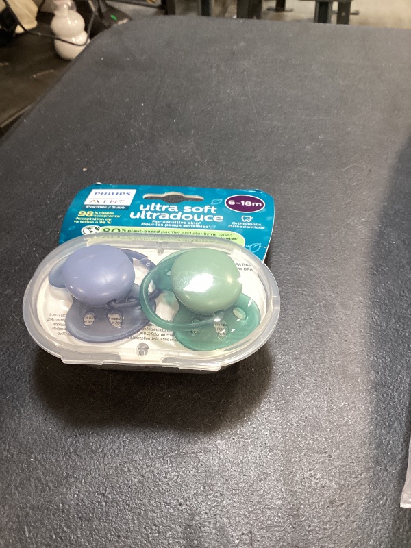 Photo 1 of Philips Avent Ultra Soft Pacifiers - Orthodontic Design, for Babies 6-18 Months, Flexible Shield, Silicone Symmetrical Nipple, BPA-Free, 2 Sterilizing Cases