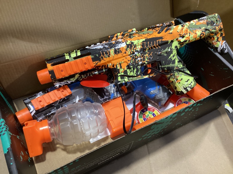 Photo 1 of 2 Pack Gel Splatter Blasters, Full Auto Electric Splatter Ball Toy, 10 Rounds Per Seconds, 50000+, 600 Hopper, 2 Rechargeable Batteries, Outdoor Activities Team Game Toy for Age 12+ Year Up