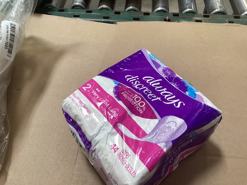 Photo 1 of Always Discreet Adult Incontinence & Postpartum Liners for Women, Size 2, Very Light Absorbency, Long Length, 44 Count (Packaging May Vary)