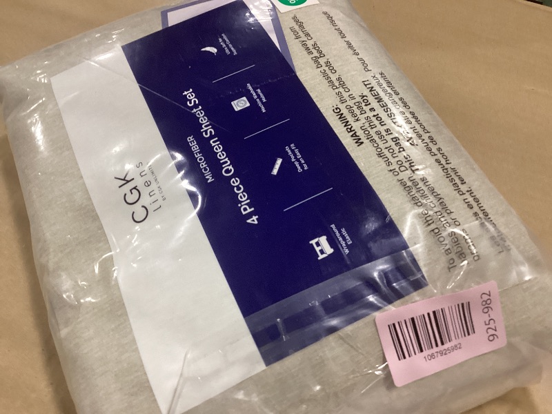 Photo 1 of Queen Size 4 Piece Sheet Set - Comfy Breathable & Cooling Bed Sheets Set - Hotel Luxury Bedding for Women, Men, Kids, Teens, Boys & Girls - Deep Pockets, Soft & Wrinkle Free - Beige (Heathered Sheets)