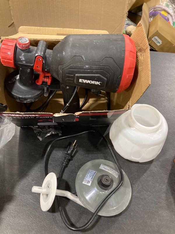 Photo 1 of EWORK Paint Sprayer,1000W HVLP Electric Spray Paint Gun,4 Nozzles and 3 Spray Patterns,1400ml High Capacity Container,180 Din/s, Easy to Clean,for Furniture, Cabinets, Decks, Walls, Doors, DIY