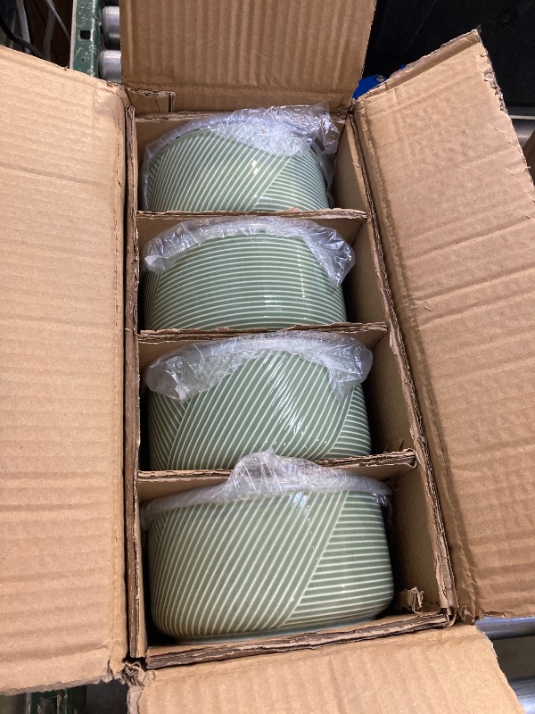 Photo 1 of Adewnest Large Ceramic Bowls with Lids: 32 oz Microwave Safe Food Storage Containers for Soup Salad Meal Prep Lunch Picnic Camping - 6 Inch, Set of 4 (Pea Green)