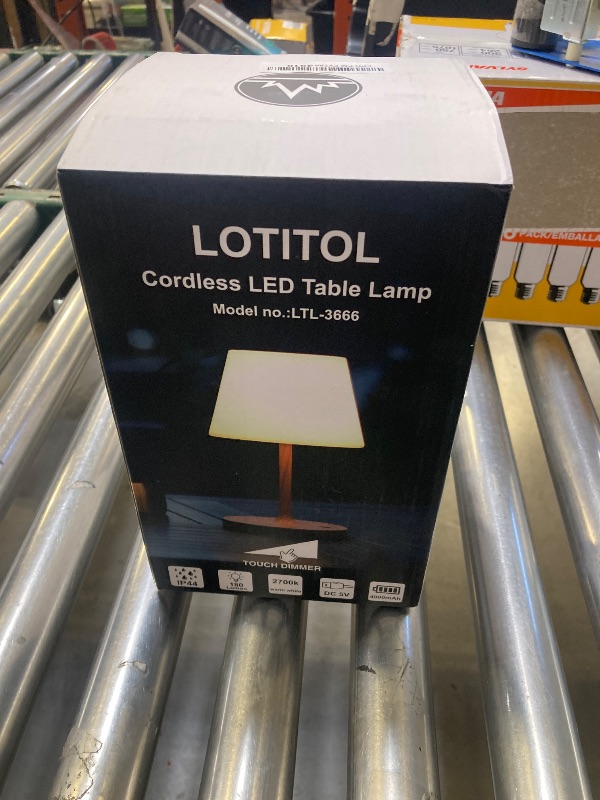 Photo 1 of LOTITOL Outdoor Table Lamp/Cordless USB Rechargeable 4000mAh / 2700K LED/Touch Dimmable/Portable Battery Operated / IP44 Waterproof/PE Shade/Bedroom Dinning Camping Patio (Gold, 9.6in)