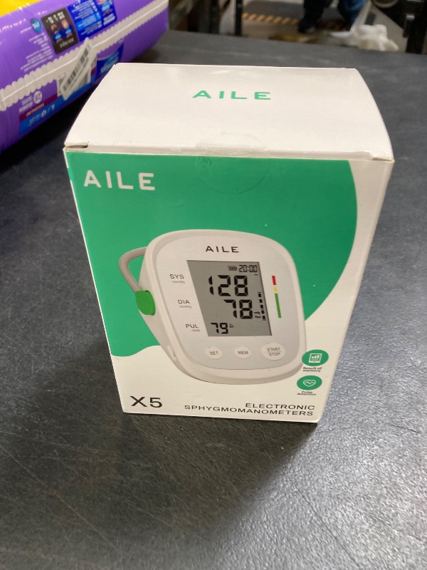 Photo 1 of AILE Blood Pressure Monitor, Blood Pressure Machine Upper Arm Large Cuff(8.7"-16.5"), High Automatic Blood Pressure Monitors Cuff for Home Use, Manual Arm Bp Monitor, 2 * 99 Memory (White)