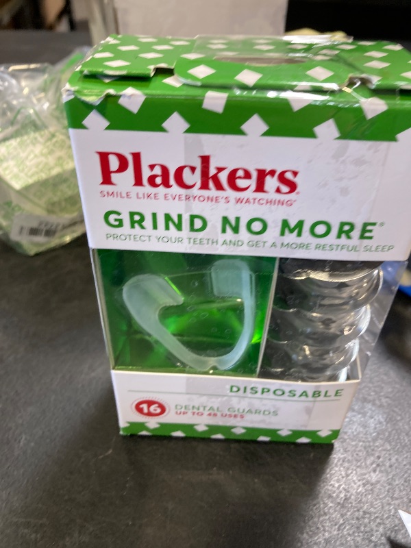Photo 1 of Plackers Grind No More Night Guard, Nighttime Protection for Teeth, BPA Free, Sleep Well, Ready to Wear, Disposable, One Size Fits All, 16 Count