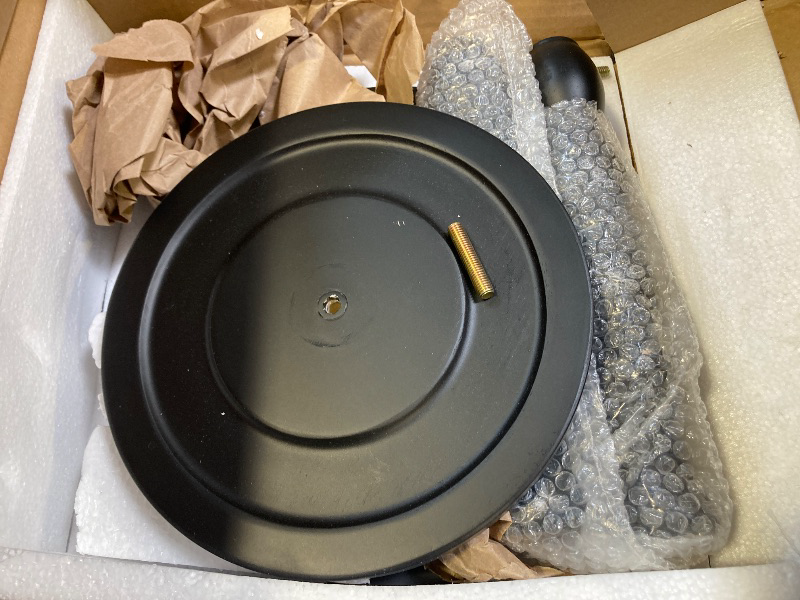 Photo 1 of GIUSDOLA Small Accent Wood End Table, 12inch Round Bedside Table, Natural Side Table Nightstand for Family, Bedroom, Living Room, Handcrafted Finish, Black