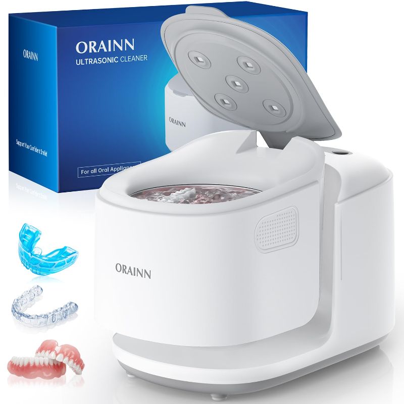 Photo 1 of 30W Ultrasonic Retainer Cleaner Machine,IPX7 Waterproof Dental Cleaning Pod,45kHz Denture Dome With UV Light,3 Modes, Digital Timer for Night Guard, Mouth Guard, Braces with 230ml Tank(Grey)