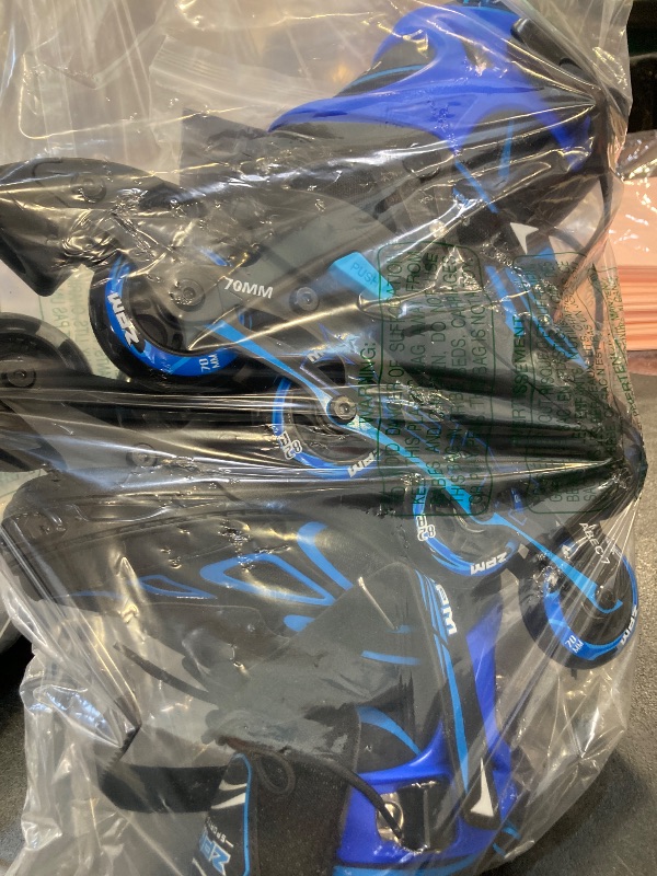 Photo 1 of 2PM Sports Vinal Boys and Girls Adjustable Flashing Inline Skates, All Wheels Light Up, Fun Illuminating Skates for Kids and Men- Azure Medium(1Y-4Y US)