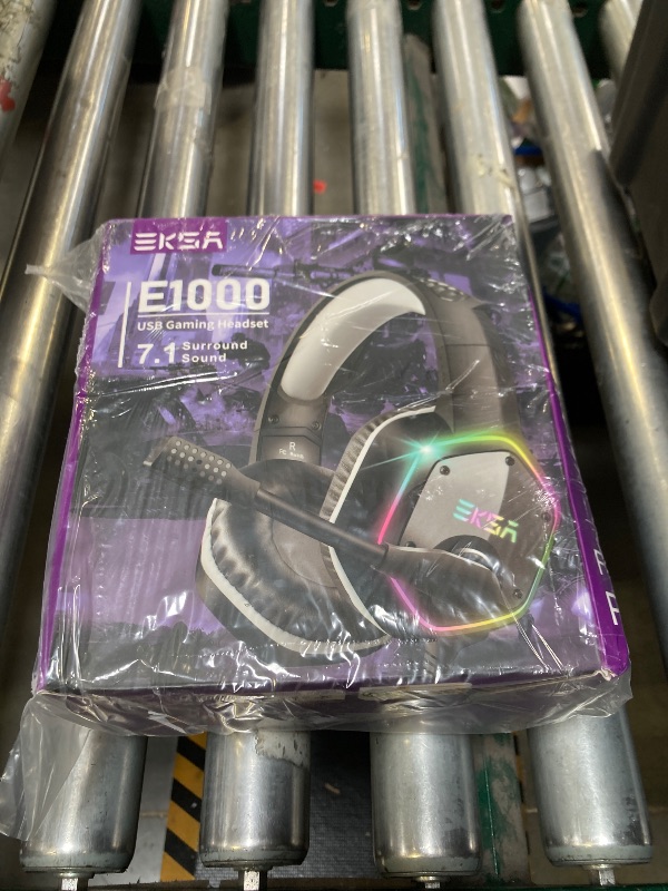 Photo 1 of EKSA E1000 USB Gaming Headset for PC, Computer Headphones with Microphone/Mic Noise Cancelling, 7.1 Surround Sound, RGB Light - Wired Headphones for PS4, PS5 Console, Laptop, Call Center