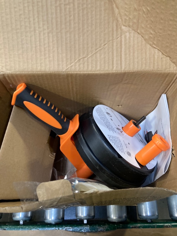 Photo 1 of Drain Auger, Clog Remover with Drill Adapter, 25 Feet Flexible Plumbing Snake Use Manually or Powered for Kitchen, Bathroom and Shower Sink, Comes with Gloves (orange)