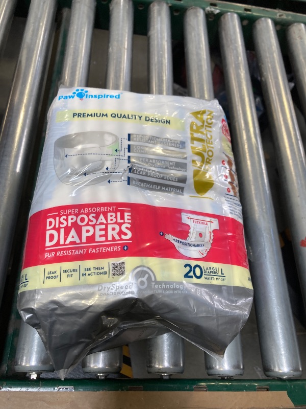 Photo 1 of Paw Inspired 20ct Disposable Dog Diapers | Female Dog Diapers Ultra Protection | Diapers for Dogs in Heat, Excitable Urination, or Incontinence (Large)