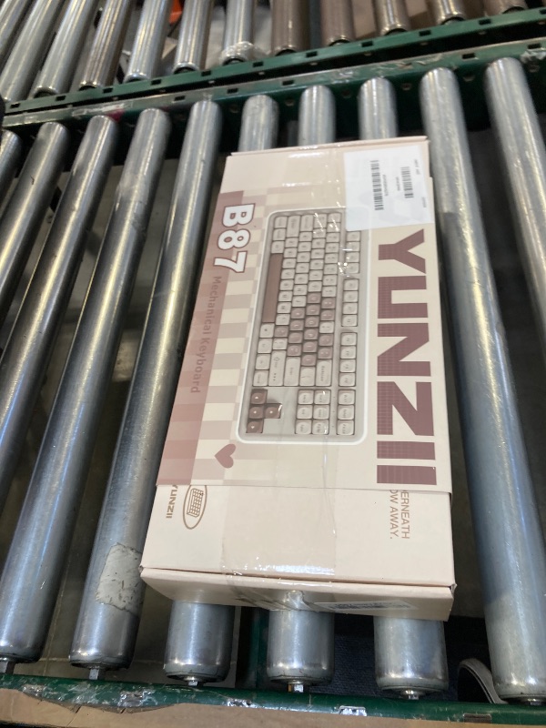 Photo 1 of YUNZII B87 Wireless Mechanical Keyboard,QMK/VIA Programmable,TKL Layout 87 Keys,BT/2.4G/USB-C,Hot Swap Gasket Mount RGB Backlit Gaming with Wrist Rest for Win/Mac (Brown Heart, Cocoa Cream V2)