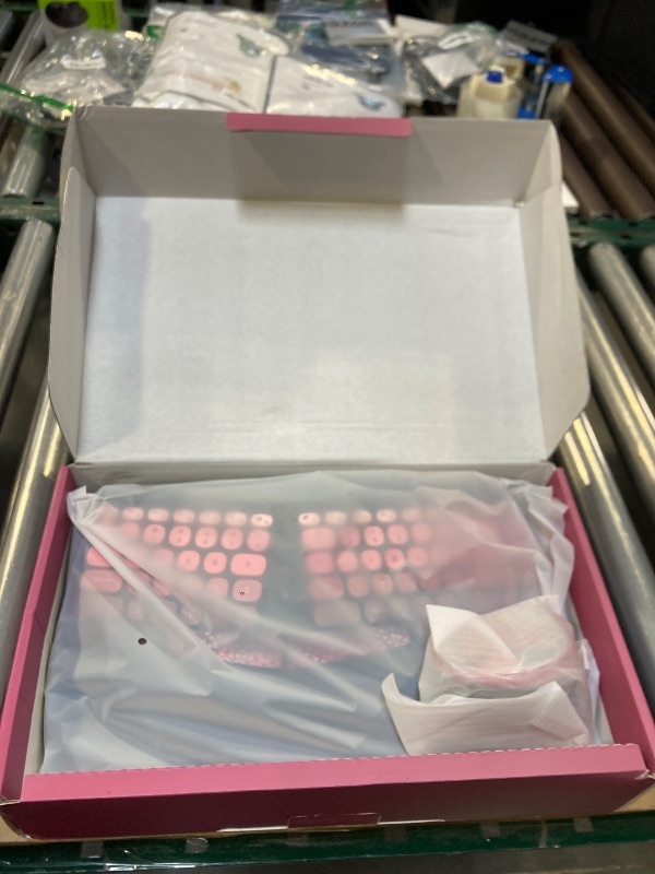 Photo 1 of Ergonomic Wireless Keyboard and Mouse Set Wireless Keyboard Silent Mice Set with Wrist Rest for Computer, Laptop, PC, Mac, Windows Black Pink