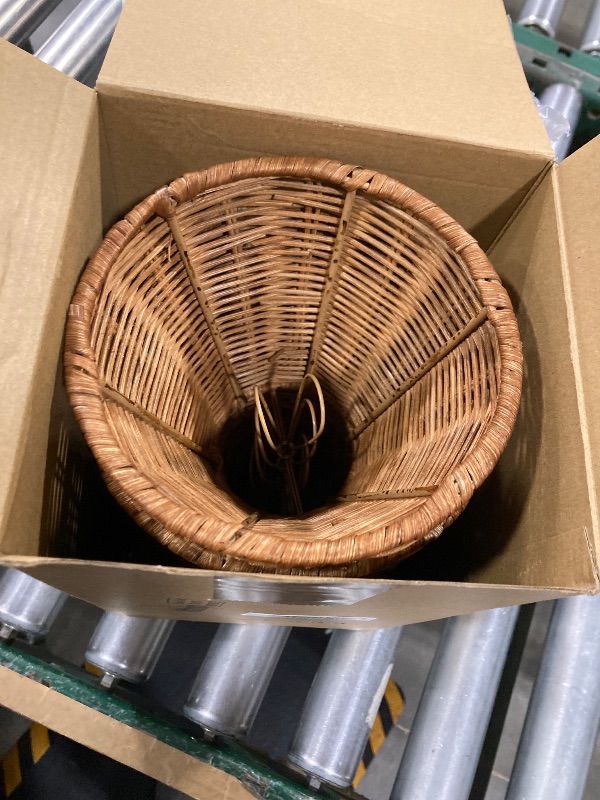 Photo 1 of Kittmip Rattan Lamp Shade Set of 6 Natural Rattan Clip-on Chandelier Lampshade Mini Handmade Woven Vintage Boho Farmhouse Wicker Table Light Cover for Candle Bulb(3.15" Top x 6" Bottom x 5.3" Height)