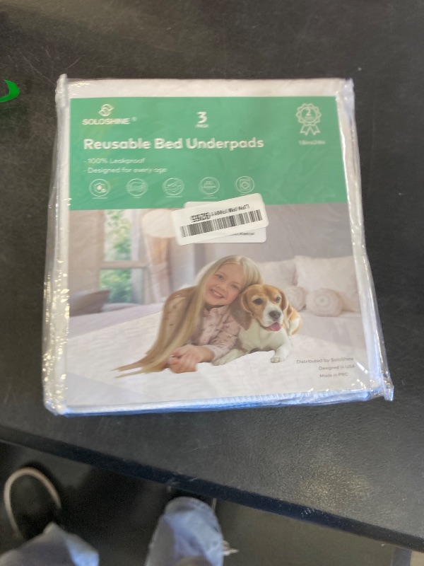 Photo 1 of SOLOSHINE Washable Waterproof Underpads, 24" x 18" (3 Pack) Reusable Incontinence Pads for Chair, Bassinet, Crib, Car Seat, Sofa, Wheelchair, Small Size