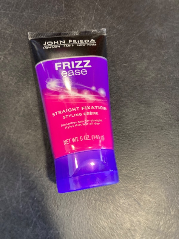 Photo 1 of lightly used  John Frieda Frizz Ease Straight Fixation Styling Crème, Straightens Frizzy Hair with Milk Protein & Almond Oil, Sleek & Frizz-Free, with ThermaGuard Heat Protection Against Damage, 5 Oz