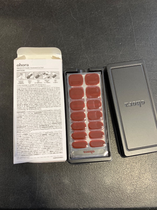 Photo 1 of ohora Semi Cured Gel Nail Strips (N Chilly) - Red, Solid, Works with Any UV/LED Lamps, Salon-Quality, Long Lasting, Easy to Apply & Remove - Includes 2 Prep Pads, Nail File & Wooden Stick