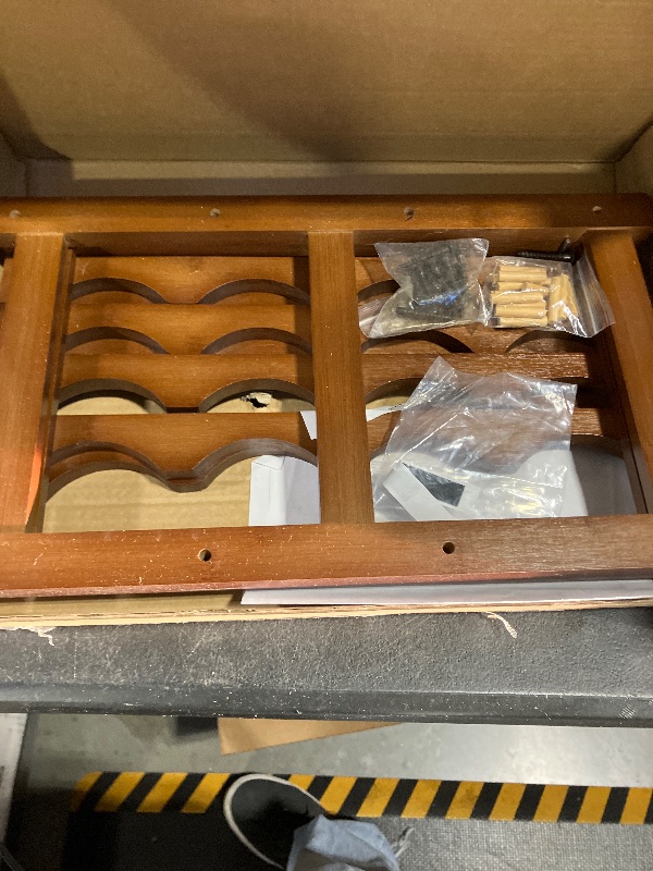 Photo 1 of AUGOHCMIL Wine Rack?Bamboo Wine Storage Cabinet Shelf?Countertop Wine Shelf- Freestanding Wine Holder for Kitchen & Pantry (Brown, 4-Tier)