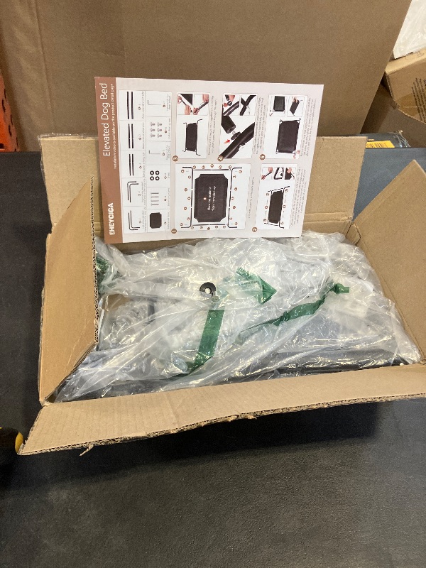 Photo 1 of EHEYCIGA Elevated Dog Cot Beds for Large Dogs, Raised Outdoor Dog Hammock, Lifted Pet Platform with Frame and Washable Waterproof Cooling Teslin Mesh and Anti-Slip Feet, 43x26 inch