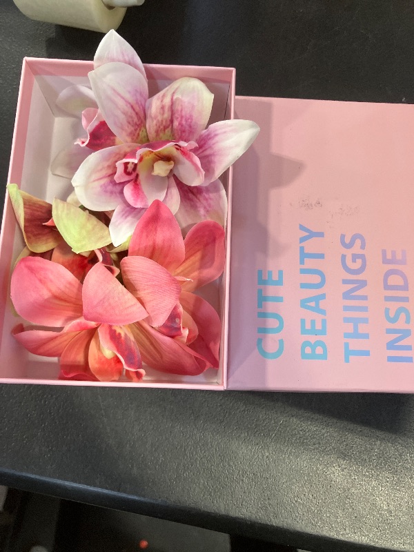 View 2 of 3 PCS Hawaiian Flower Hair Clips for Women Artificial Orchid Hair Barrettes Hibiscus Flower Hair Clips for Wedding Bridal Beach Party(Pink+Rose+Green)