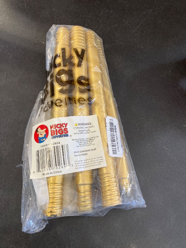 Photo 1 of Nicky Bigs Novelties Gold Ankh Staff - Pharaoh Anubis King TUT Scepter - Egyptian Cane Cosplay Halloween Costume Prop, Gold, One Size