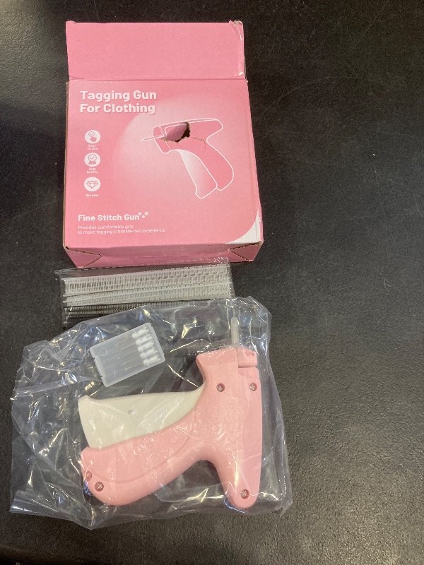 Photo 1 of Fonwill Clothing Label Gun,Standard Retail Price Tag Labeling Gun Kit,Having 5 Needles, 1000 Micro Fasteners,Suitable for Store,Warehouse,Consignment,Yard Sale,etc.(Pink-1)