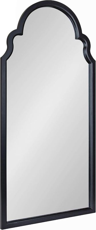 Photo 1 of Kate and Laurel Hogan Modern Arched Wall Mirror, 24 x 48, Black, Glam Moroccan Mirror for Wall
