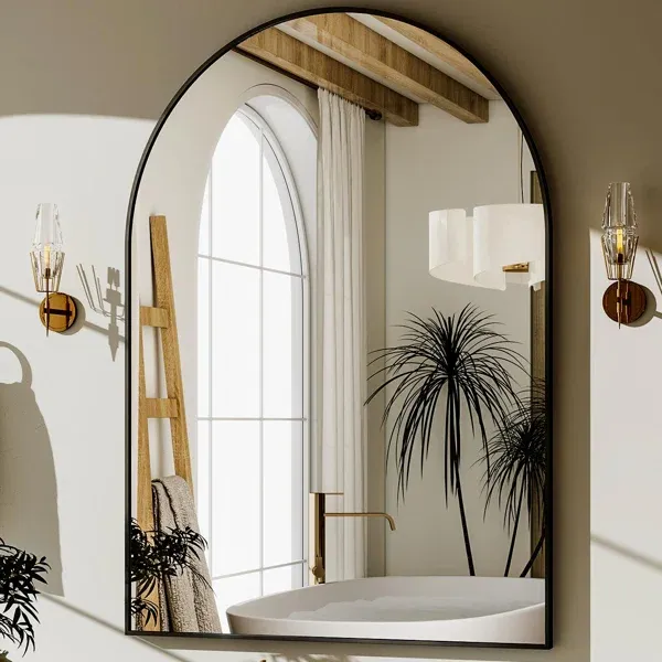 Photo 1 of Rasto Aluminum Framed Arched Wall Mounted Bathroom Vanity Mirror

