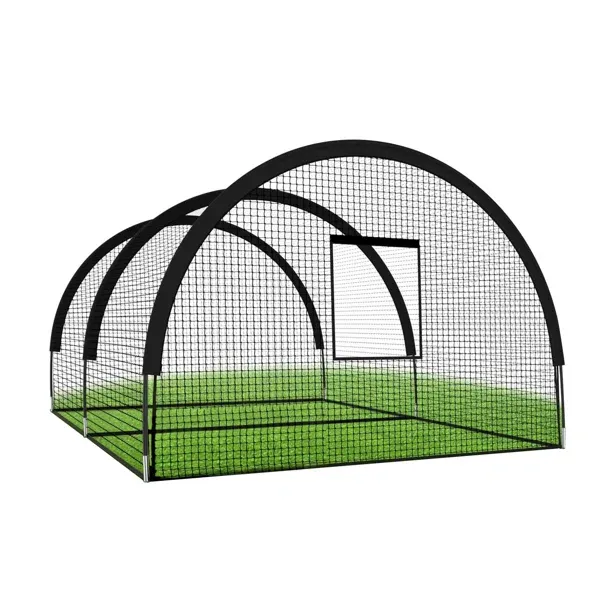 Photo 1 of 33Ft Baseball Batting Cage with Frame & Net, Training Hitting & Pitching Cage for Backyard, Softball & Golf Practice