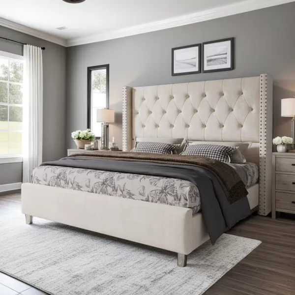 Photo 1 of Occoquan Upholstered Wingback Bed KING