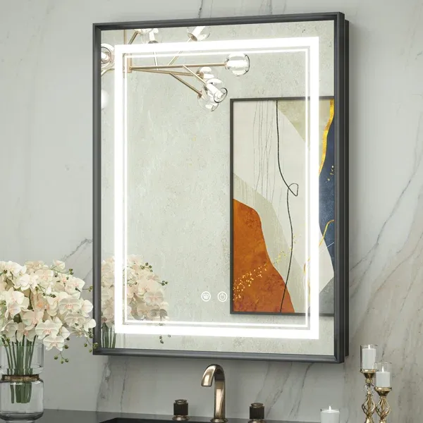 Photo 1 of Kassady Recessed & Surface LED Lighted Bathroom Medicine Cabinet, 3-Color, 2 Outlets, Defog Mirror