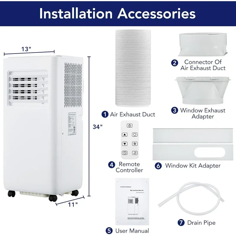 Photo 1 of 10,000 BTU 3-in-1 Portable Air Conditioner, Cools 450 Sq.Ft, Dehumidifier & Fan, Quiet 50-52dB, 24H Timer, Easy Setup with Window Kit, White/Black cgS38750YqMePR4IJQsUrQj4F