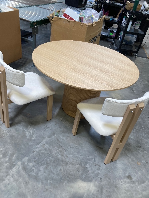 View 3 of chairus Linen Dining Chairs Set of 4 Modern Farmhouse Kitchen Chairs with Open Slat Back Upholstered Wood Side Chairs for Dining Room, Restaurant, Living Room, Beige