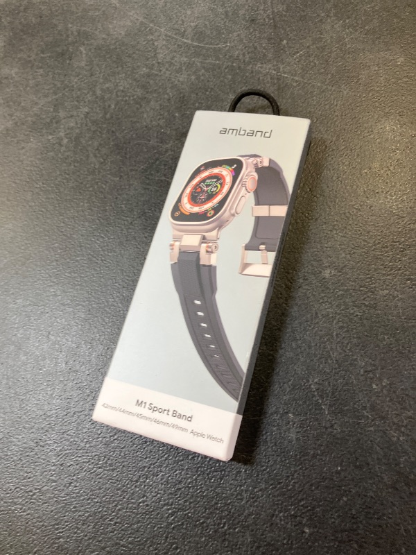 Photo 1 of amBand Bands Compatible with Apple Watch Ultra 3/2/1 49mm, M1 Sport Series Rugged Durable Strap with Metal Connector to Match Ultra's Titanium Case for iWatch 49mm Men Titanium/Black