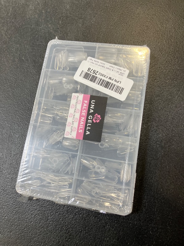 Photo 1 of UNA GELLA Short Square Gel Nail Tips 216pcs Short Square Press on Nails Pre-shape Fake Nails for Full Cover Acrylic Nails False Nails For Nail Extension Home DIY Nail Salon 12 Sizes Gelly Tips