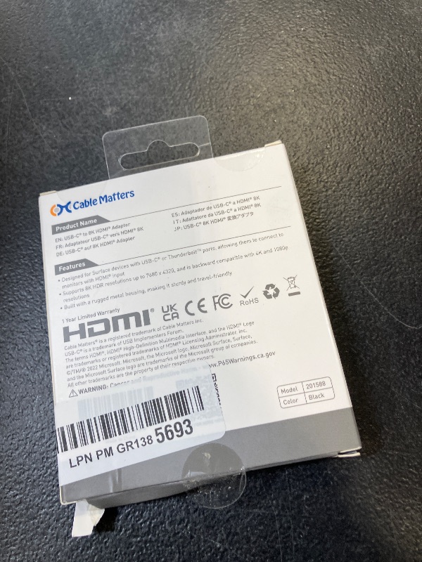Photo 1 of Cable Matters [Designed for Microsoft Surface] USB C to HDMI 2.1 Adapter, Supports 4K@240hz, 8K@60hz, HDR, Compatible with Surface Pro/Laptop/Book with USBC or Thunderbolt 4