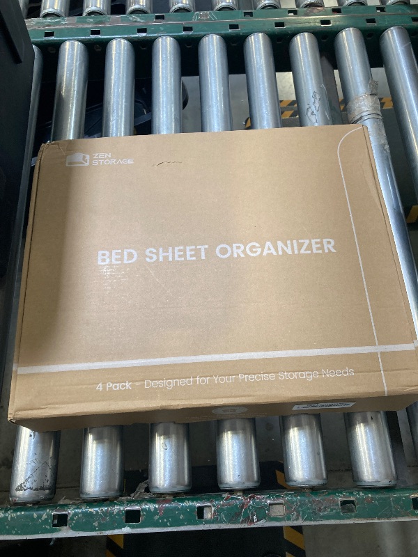 Photo 1 of 4 Pack Sheet Storage Organizer (King & Queen Size) with handle, Foldable Sheet Set Organizer for Linen Closet, Sheet Organizer for Blanket, Coverlet and Towel, Beige