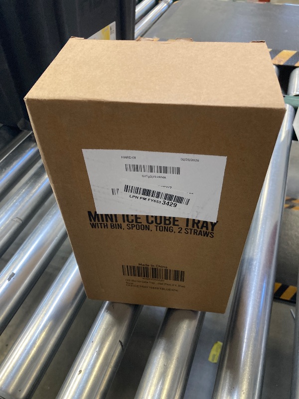 Photo 1 of 0.55in Mini Ice Cube Trays - Tiny Pebble Ice for Iced Coffee & Cocktails - Fast Chill, Easy Twist Release - Stackable with Lid, Storage Bin, Tongs, 2 Straws (4 pack, Blue)